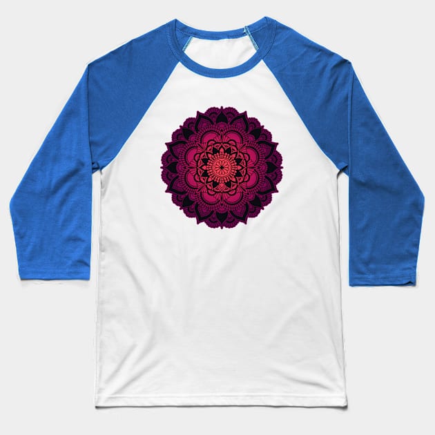 Mandala pink purple Baseball T-Shirt by Mako Design 